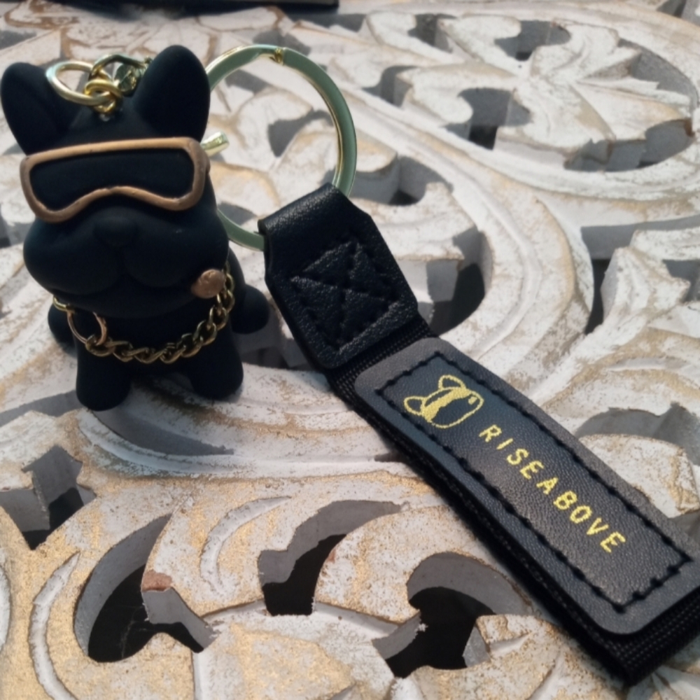 Bulldog Keychain Purse Charm “Rise Above”, New